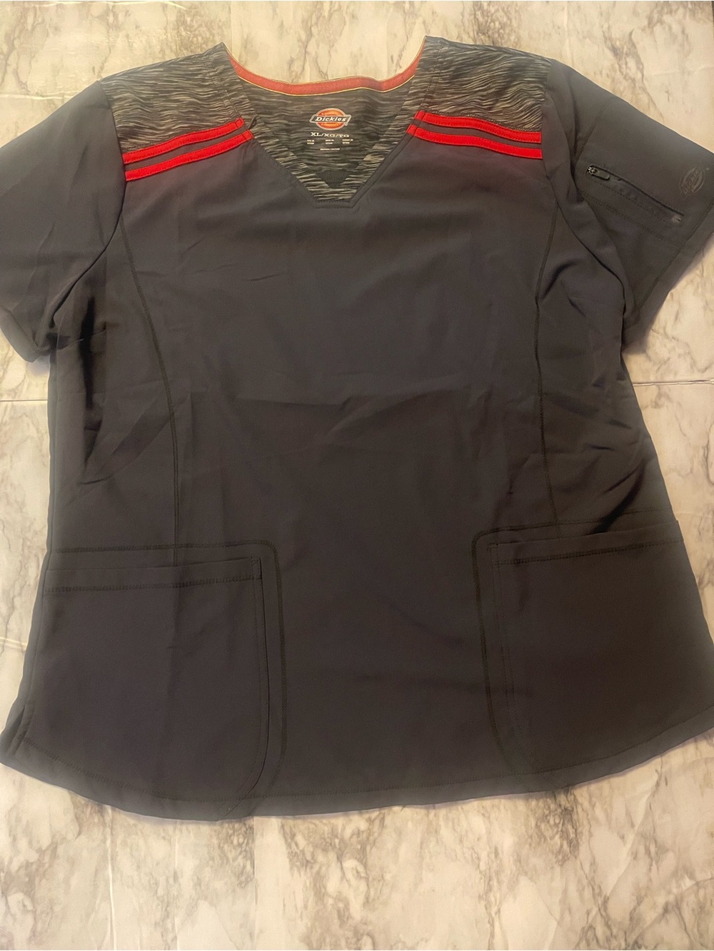 Dickies Dynamix Gray and Red Women's Scrub Top